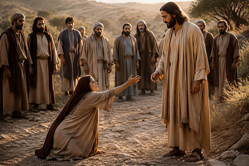 Jesus encounters the Canaanite woman.